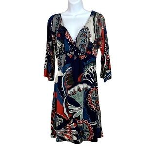 Vintage Baby Phat Y2K Empire Waist Dress Small/Medium  Abstract Sheath V-neck